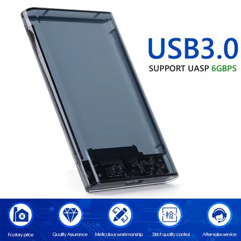 Transparent HDD Case Caddy Box HDD Enclosure 2.5 SSD SATA To USB 3.0 Type-C 3.1 Adapter External Hard Drive Box 10 best sales hdd rack - №1