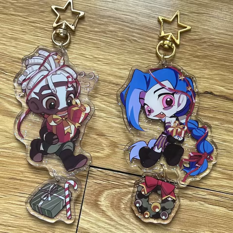 League of Legends Anime keychain women Arcane acrylic key chain man Jinx key ring Pendant Ornament Accessories friend gift 12 best sales league of legends keychain - №2
