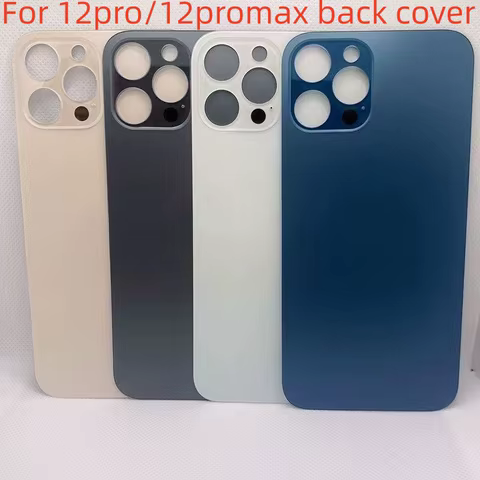 For iPhone 12 Pro Max Back Glass Panel Battery Cover Replacement Parts best quality size Big Hole Camera Rear Door Housing Case 12 best sales iphone 12 housing replacement - №11
