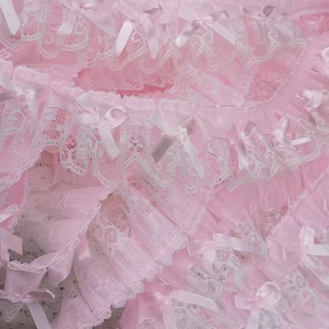 5CM Wide New Pink Embroidery 3D Flower Lace Fabric Trim Ribbon DIY Sewing Applique Collar Fringe Tassel Wedding Guipure Decor 10 best sales embroidered trim - №6