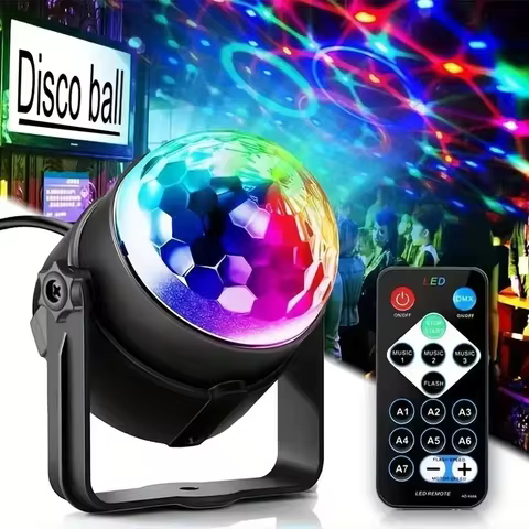 LED Stage Disco Light Rotating DJ Ball Strobe Remote Sound Control Magic Dance Car RGB Christmas Gift Party Club Laser Show Lamp 10 best sales flash magic - №6