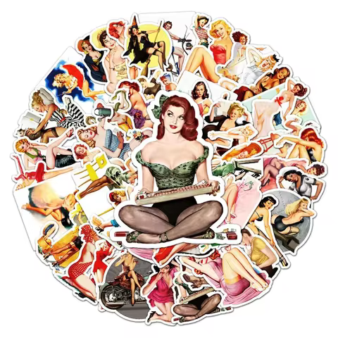 10/50pcs Old School Tattoo Style Sticker Retro Pinup Girl Stickers Refrigerator Skateboard Case Decals PVC Scrapbooking Sticker 10 best sales pinup girl stickers - №5