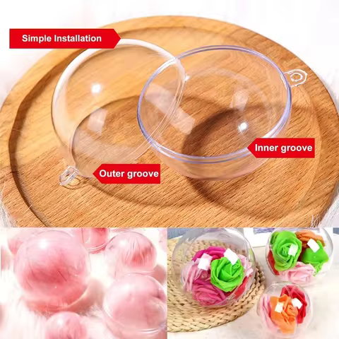 1/24pcs DIY Plastic Ball Fillable Transparent Hollow Hanging Ornaments Christmas Tree Open Ball Box Gift Decor for Wedding Party 6 best sales plastic sphere 30cm - №6