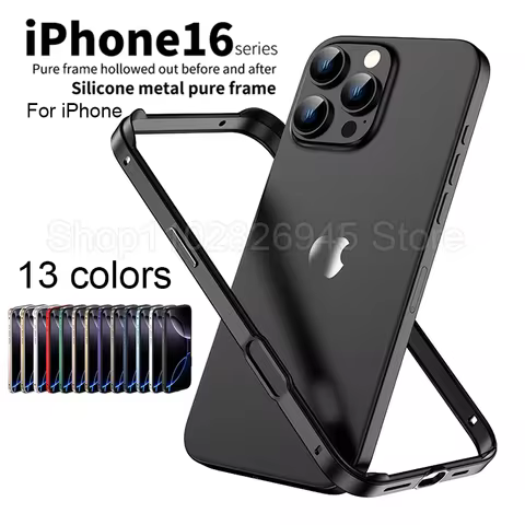 Hybrid Silicone Frame Aluminum Metal Phone Case For iPhone 16 15 14 13 12 11 Pro Max Better Heat Bumper 10 best sales aluminium case iphone - №10