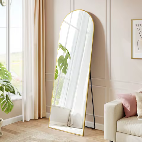 SONGMICS Full-length Mirror 160x50 cm domed stand mirror aluminum alloy frame tempered glass bedroom 12 best sales floor length mirror - №12