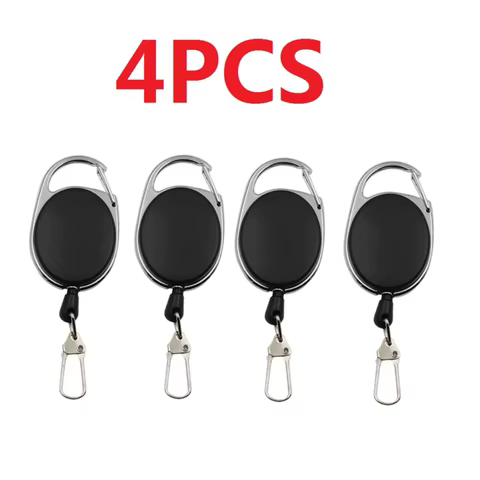 1-4pcs Retractable Key Chain Reel Badge Holder Fly Fishing Zinger Retractor with Quick Release Spring Clip Fishing Accessories 6 best sales retractable keychain - №5