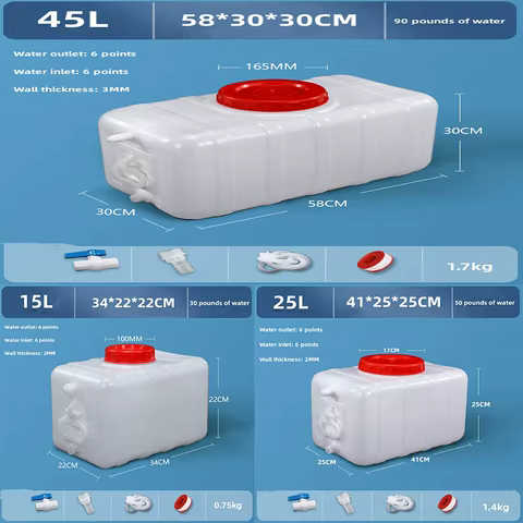 RV Horizontal Water Storage Bucket Domestic Water Tank Plastic Bucket Extra Large Thickened Rectangular Water Large Capacity 12 best sales rv water - №7