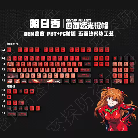New Eva Rebuild Of Evangelion Anime Figure Four Sided Side Transparent Pbt Thermal Sublimation Transparent Crystal Key Cap Gift 10 best sales pc evangelion - №4
