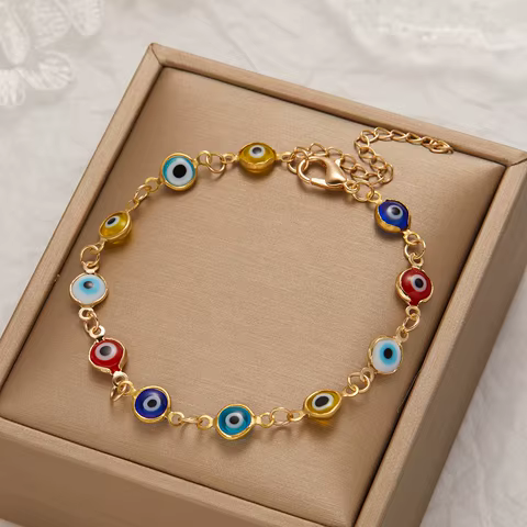 Lucky Turkey Evil Eye Bracelet For Women Men Colorful Red Blue Eye Adjustable Metal Chain Bangles Good Luck Wealth Jewelry Gifts 8 best sales earthy jewelry - №3