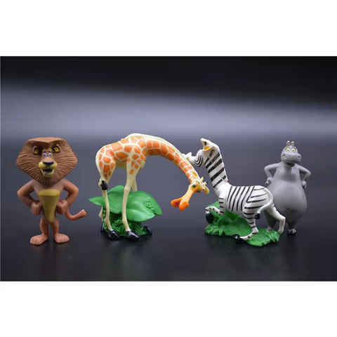 4Pcs Disney Madagascar Animal Lion Zebra Giraffe Collection Kawaii Figures Kids Tide Play Toys Gifts Handmade Model Accessories 12 best sales madagascar toy - №11