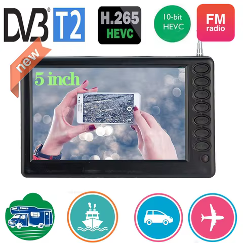 LEADSTAR Rechargeable D5 5 Inch 800*480 Portable Mini Tv With DVB-T2 ATSC ISDBT FM ATV USB Battery Pocket tv Watch Any Where 8 best sales android tv isdb t - №7