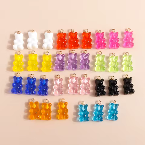 20pcs 11*22mm Gold Color Pin Resin Bears Charms for Earrings Necklaces Making Accessories Cartoon Animal Jewery Findings 8 best sales gold charm - №7