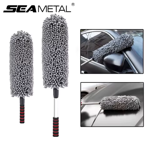 SEAMETAL Car Body Duster Retractable Wax Dust Wash Mop Retractable Car Tyre Wheel Brush Wet And Dry Dual Use Handle Dust Remover 12 best sales 80 inch dildo - №4