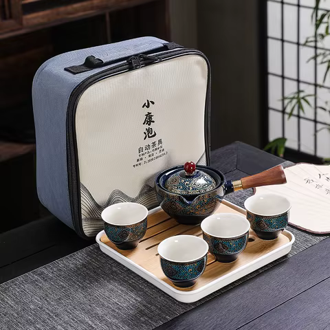 Chinese Kung Fu Tea Set Sand Ceramic Tea Set Travel Kung Fu Tea Set Gift Porcelain Purple Clay Pot Poured Ceramic Tea Set 8 best sales tea set porcelain - №1