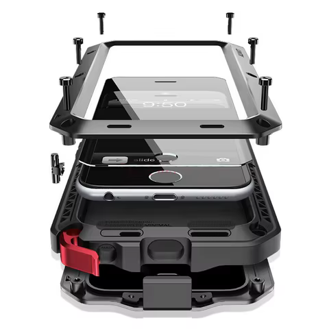 Heavy Duty Protection Armor Metal Aluminum Case for iPhone 16 15 14 13 12 mini 11 Pro 7 8 Plus XS Max XR SE 16e Shockproof Cover 10 best sales moto g power 2022 - №9