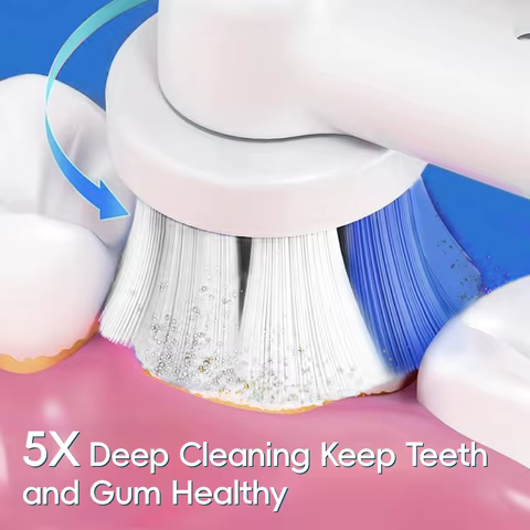 Intelligent Rotating Electric Toothbrush, Rechargeable Rotary Toothbrush Compatible with Oral B Replacement Electric Brush Heads 6 best sales replacement teeth - №5