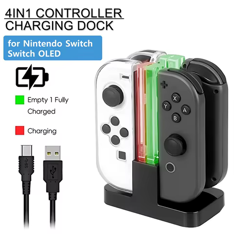 Controller Charger Dock Compatible with Nintendo Switch/OLED With Lamppost LED Indication Charging Station Stand for 4 Joycon 10 best sales switch oled display - №3