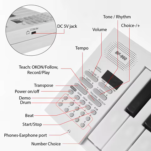 61-Key Foldable Electronic Piano Multifunctional Electronic Piano Keyboard LED Display Rechargeable Battery for Beginners 10 best sales mini piano keyboard - №10