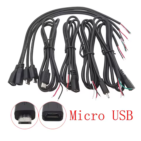 1Pcs Micro USB/Type C/USB 2.0 A Male Female Plug Wire Connector USB Power Supply Cable 2/4 Pin DIY Charging Data Extension Cords 10 best sales plug micro usb - №9