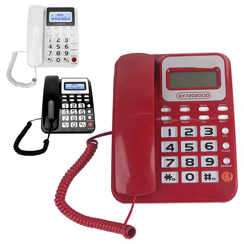 telefono vintage Wired Telephone with Speaker Voice Display Calculater for Home Office Hotel Desk landline Phones 12 best sales vintage telephone - №3