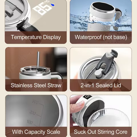 Automatic Stirring Cup Rechargeable Electric Stirring Mugs Magnetic Mixer Stainless Steel Coffee Mug Rotating Magnetic Tumbler 8 best sales cup mixer - №3
