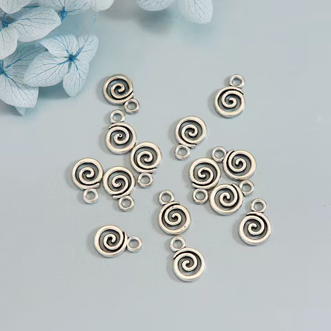 30pcs/lot--12x8mm Mini Swirl Spiral Screw Charms Helix Spire Volution Pendants For DIY Jewelry Making Supplies Wholesale Bulk 10 best sales fluffy charms - №8