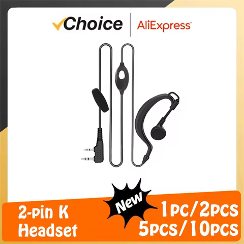 1/2/5/10pcs Walkie Talkie Headset QuanSheng UV-K5 Earpiece UV-K6 UV 5R Plus DM-1701 888s DMR Headphone Two Way Radio Accessories 10 best sales baofeng bluetooth headset - №5