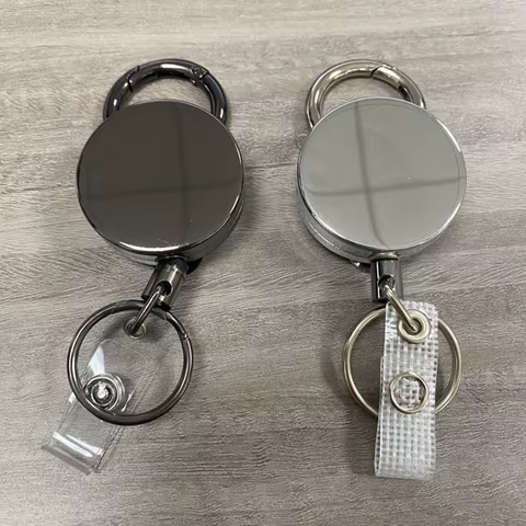 Retractable Metal Wire Keychain Pull Badge Reel ID Lanyard Name Tag Card Badge Holder Reels Recoil Chain Clips Outdoor Key Ring 8 best sales id badge reels - №6