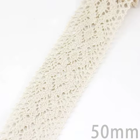 (5Meter/roll) White Beige Cotton Embroidered Lace Net Ribbons Fabric Trim DIY Sewing Handmade Craft Materials 10 best sales embroidered trim - №1