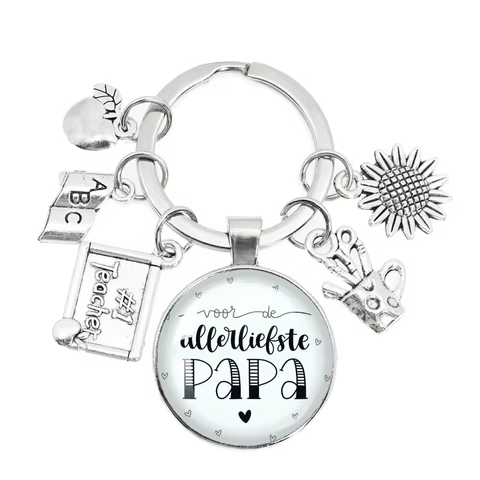 New VOOR DE Liefste Juf Sleutelhanger Glass Keychain Anneau Porte Clef Bedankt Juf Cadeau Thank You Dear Teacher Gift Jewelry 10 best sales thank you gifts - №7