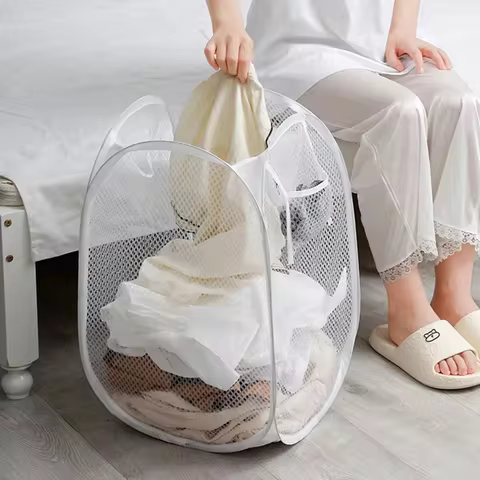 Dirty Clothes Basket Skeleton Ventilated Foldable Easy Storage Portable Large Capacity Clothes Basket 10 best sales garbage pail kids figure - №3
