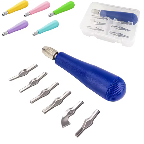 Linocut Carving Kit Tools Linoleum Cutter Assortment for Block Printing for DIY Sculpture Carpenter Experts & Beginners 6 Blade 8 best sales linocut - №1