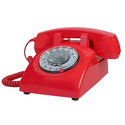 Red Corded Telephone, Classic Rotary Dial Home Office Phones, Antique Vintage Telephone of 1930s Old Fashion Telephone 12 best sales vintage telephone - №2