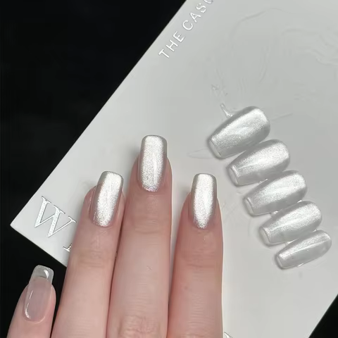1pc 10ml Holographic Glitter Mirror Porcelain White Cat Eye Gel Polish Magnetic Galactic Effect Gel Nail Polish Soak Off UV LED 10 best sales glimmer - №8