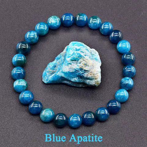 Original Reiki Blue Apatite Beads Bracelets Men Women Natural Stone Blood Circulation Stimulate Enthusiasm Health Care Jewelry 8 best sales blue sandstone bracelet - №4