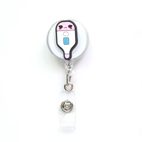 2022 New Design 1 Piece High Quality Silicone Retractable Hospital Nurse Badge Holder Reel Cute Cartoon ID Card Holder Keychains 8 best sales id badge reels - №5