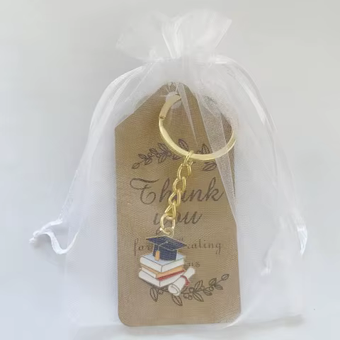 12 Sets Graduation Party Favors, Keychains with Thank You Tags and White Organza Bags for Graduation Gifts 10 best sales thank you gifts - №9