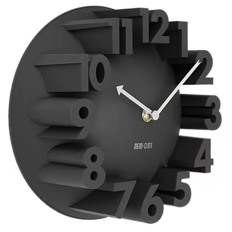 Living Room Art Decor 3D Highlight Number Wall Clock Black Modern Design Mute Hanging Clocks Living Room Home Decoration 24cm 6 best sales wall clock black - №4