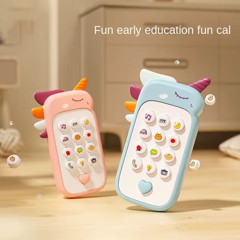 Baby Phone Toy Music Sound Telephone Sleeping Toys With Teether Simulation Phone Kids Infant Early Educational Toy Kids Gifts 10 best sales pink mobile phone - №1