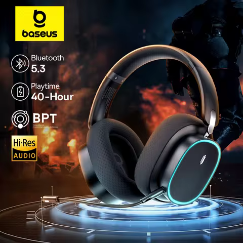 Baseus GH02 Gaming Wireless Headphone with Mic Over-Ear Headphones Bluetooth 5.3 40mm Driver 2.4G/Wireless/Cable RGB Headsets 8 best sales hokery - №8