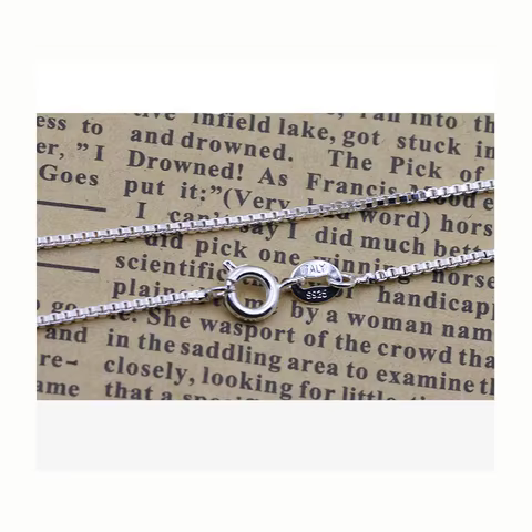 wholesale 925 Sterling Silver 0.8mm Box Chain Necklace for Women Girls Kids Children 40cm/45m DIY Jewelry kolye collares collier 12 best sales s925 post - №4