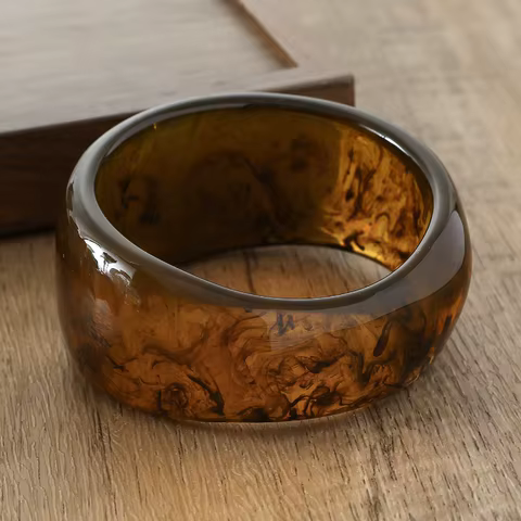 KMVEXO Vintage Punk Brown Coffee Thick Resin Acrylic Smudging Bangles Geometric Irregular Bangle Bracelets For Women Men Jewelry 8 best sales earthy jewelry - №6