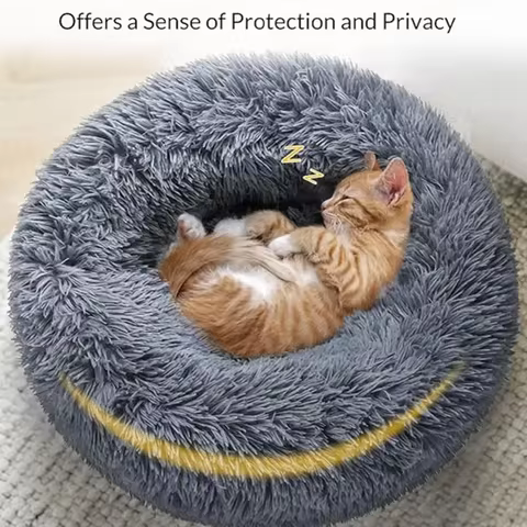40-90cm Round Pet Bed for Large Dog Bed Super Soft Cat Bed Long Plush Dog House for Medium Dog House Winter Warm Sleeping 8 best sales pitbull plush - №5