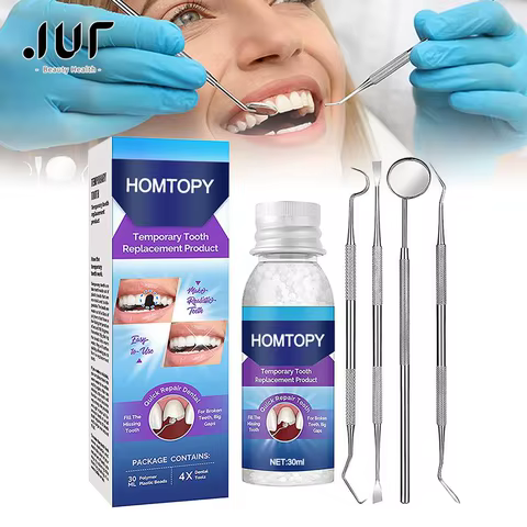 Moldable Teeth Repair Kit Temporary Dental Replacement Kit Thermal Beads For Filling Fix The Missing And Broken Tooth Artificial 10 best sales tooth filler - №7