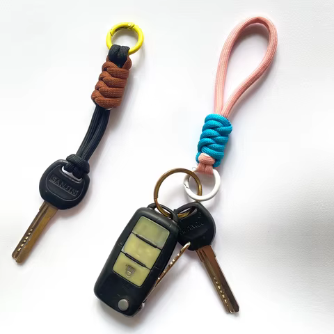 Creative Hand Woven Keychain For Mobile Phone Lanyard Anti Lost Knot Rope Strap Key Ring Men Women Car Key Holder Key Accessory 10 best sales elastic keychain - №3