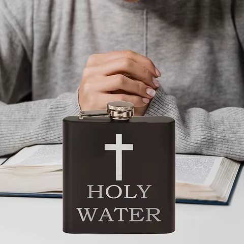 Cross Pattern Holy Water Bottle Black Hip Flask Stainless Steel Hip Flask Hip Flask Alcohol Whiskey Hip Flask Screw Cap 12 best sales alcohol pocket bottle - №9