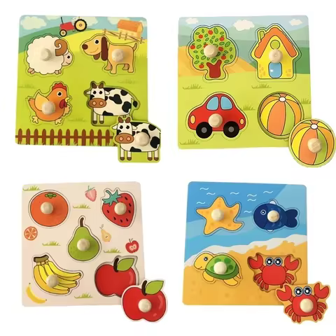 Baby Montessori Toys 3D Wooden Puzzles Children'S Hand Scratch Board Puzzle Kids Early Learning Education Fruit Cognitive Toy 12 best sales wood 3d puzzle - №2