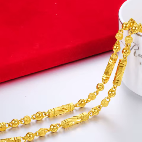 Men's Electroplated 18K Gold Necklace Hexagonal Buddha Bamboo Chain Exquisite Jewelry Clavicle Necklace Birthday Gift 6 best sales buddha shop - №4