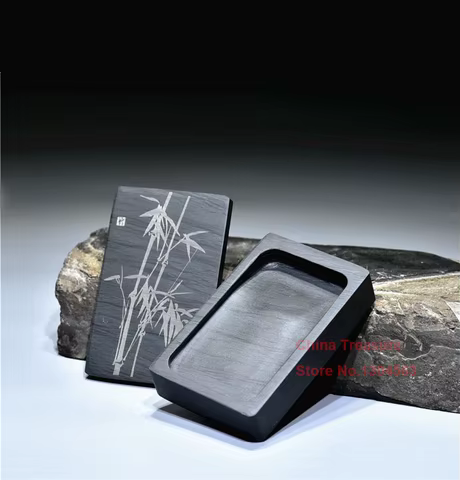 Chinese Inkstone Rectangle Calligraphy Ink stone student Ink Well with cover Inkwell Grinding Made of Natural stone Ink-well 8 best sales ink stone - №5