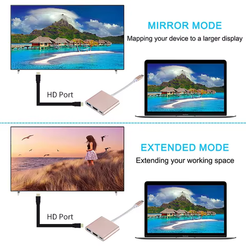 3 in 1 Usb Hub USB C to HDMI Splitter HUB Type-c to HDMI-compatible USB3.0 Docking Station For MacBook AirPro Samsung 6 best sales lenovo keyboard - №3